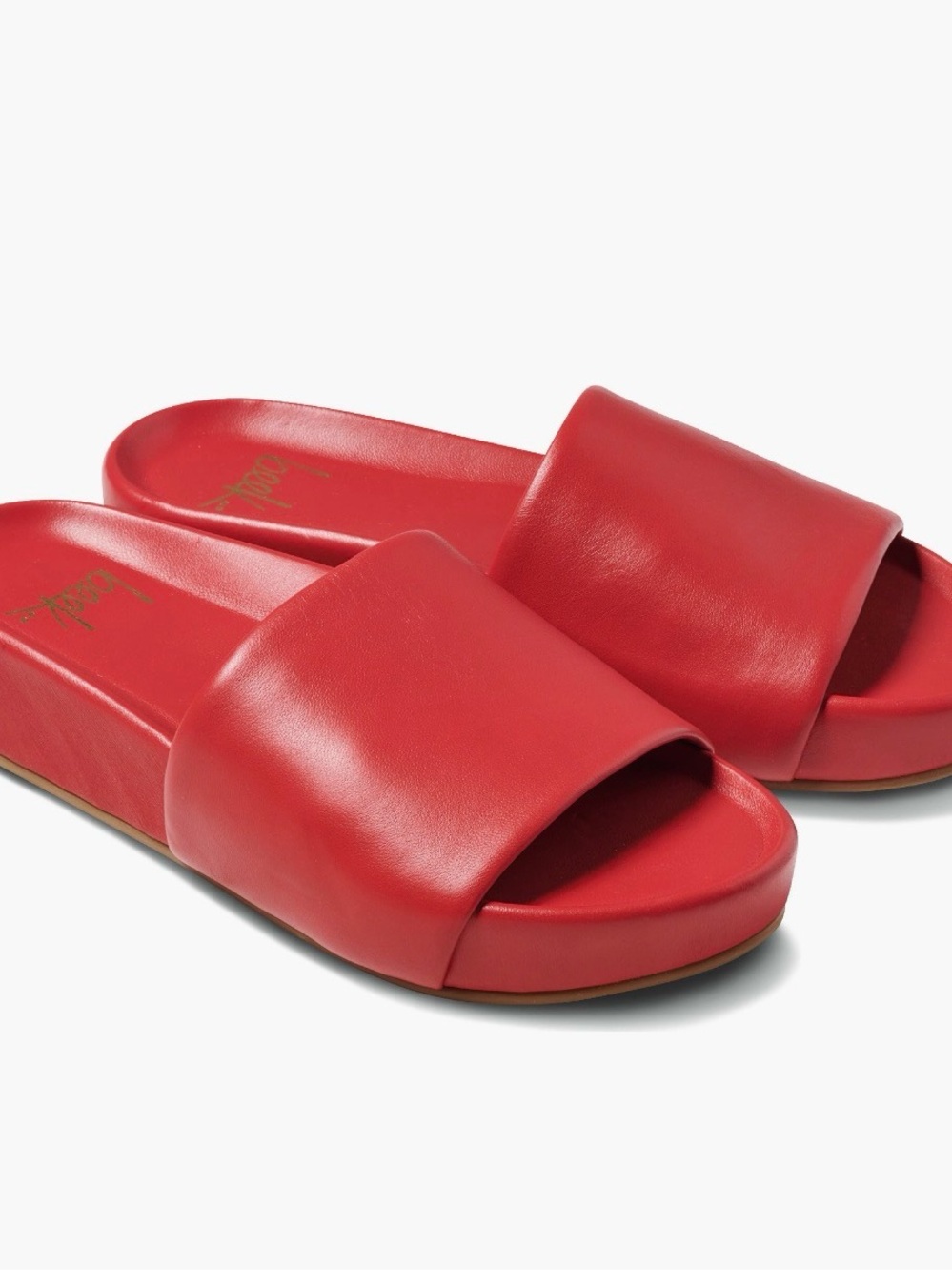 BeeK Pelican Red Leather Slide Sandals SZ 9 - Picture 3 of 9